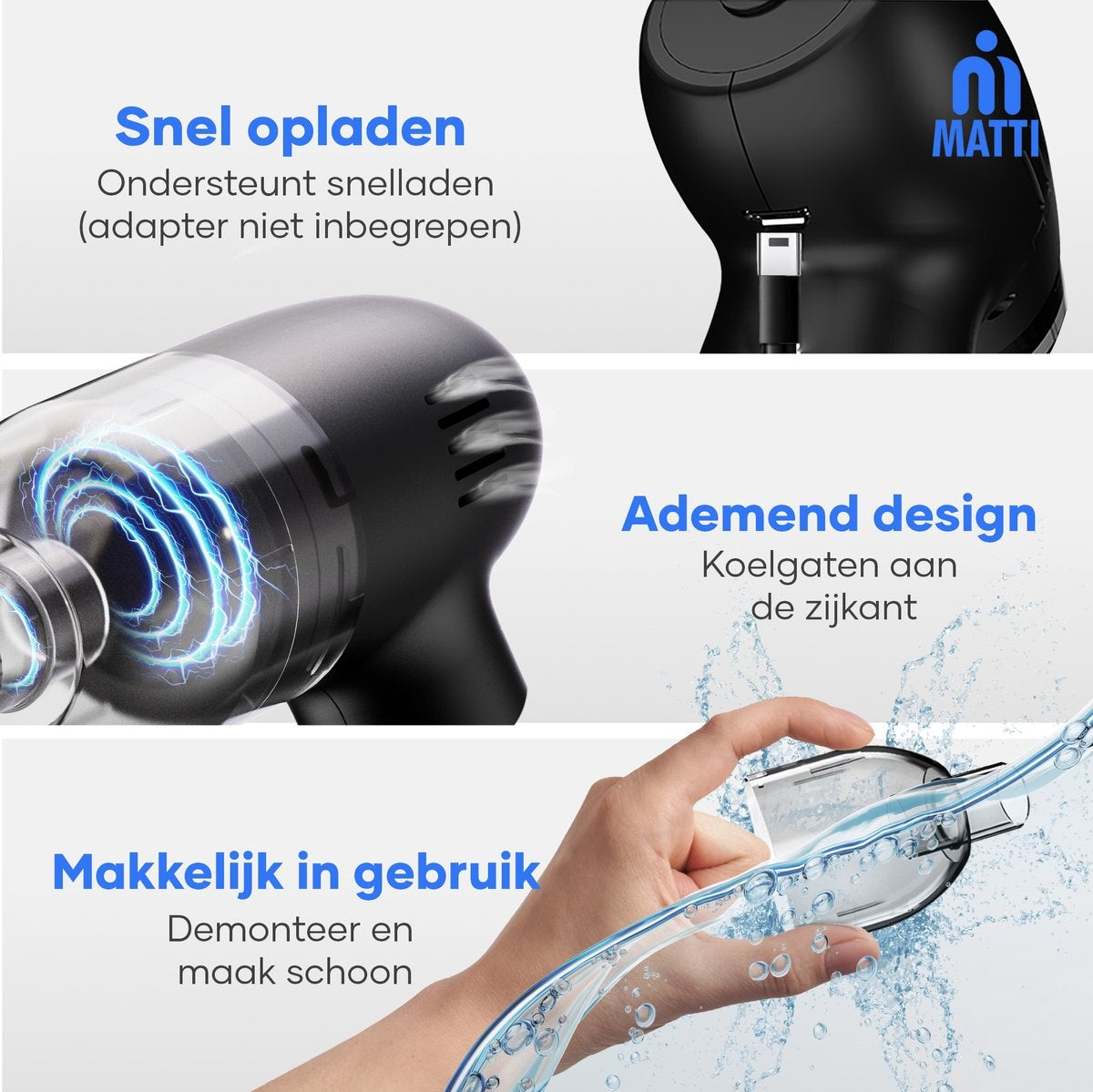 MATTI® - Handstaubsauger - Mini-Handstaubsauger - Kabellos - Mini-Staubsauger - Schwarz