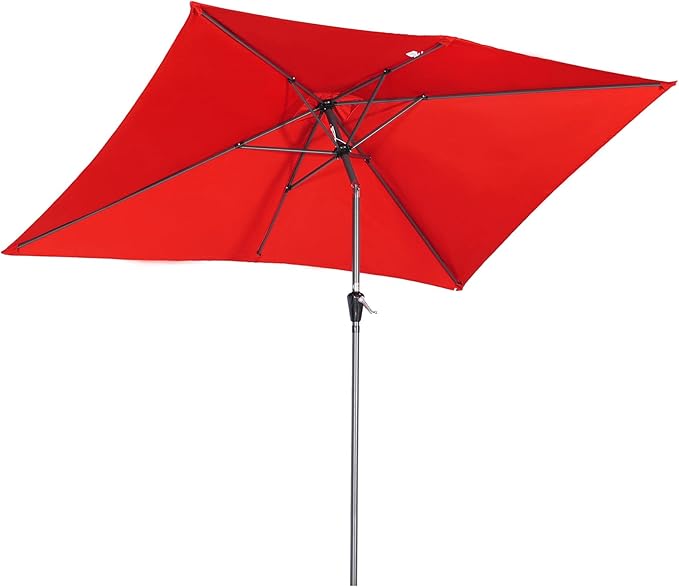 Angel Living Garten Sonnenschirm - 2 x 3 m - Aluminium - Neigbar - Rot