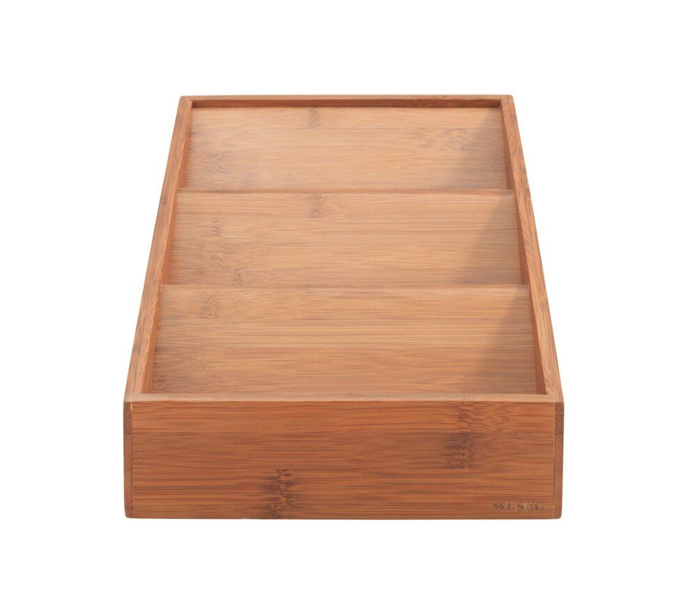 WENKO Gewürzregal mit Schublade aus geräuchertem Bambus – 38 x 20 x 6 cm – Für Gewürzdosen