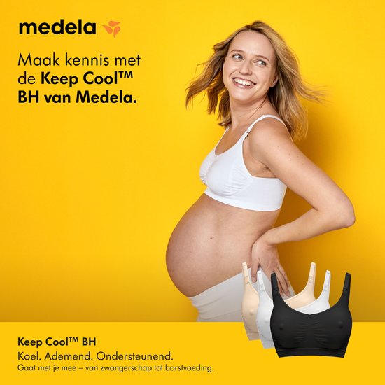 Medela Keep Cool BH – Nahtloser Still-BH – Schwangerschafts-BH mit 2 atmungsaktiven Zonen – Soft-Touch-Material – Schwarz – Größe S