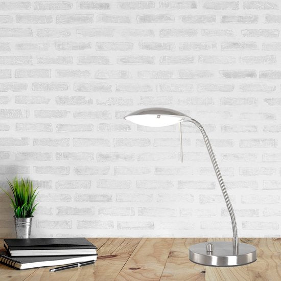 Stahl-Tischlampe Biron 1315ST – Neigbar und verstellbar – Modernes Design – Mexlite – Inklusive 194 cm langem Kabel – Höhe 25–46 cm