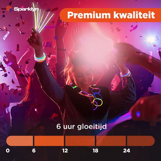 Sparklyn XXL Glow in the Dark Stick Set - 380 Stück Glowsticks mit Zubehör - Breaking Sticks - Neon Party