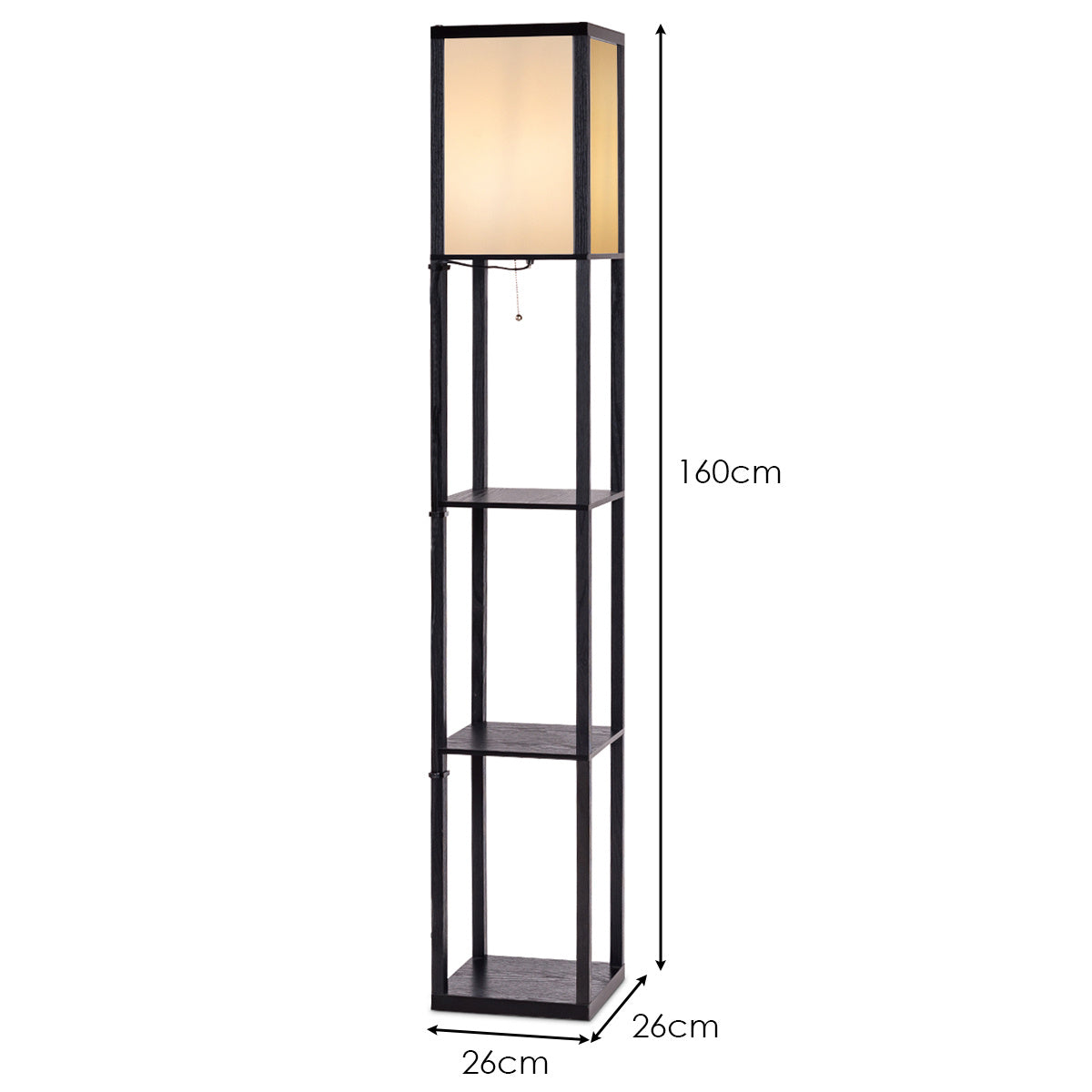 Coast 3-stufige Beinlampe Regal moderne Stehlampe Stehlampe 26 x 26 x 160 cm schwarz
