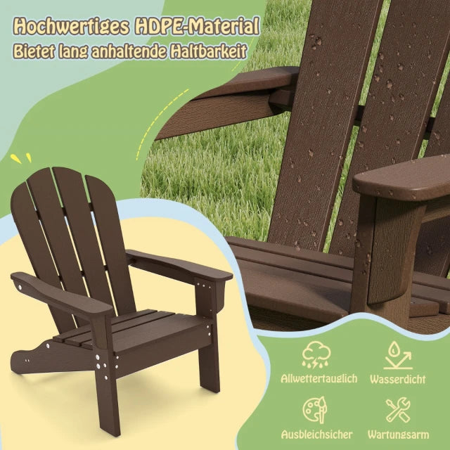 Coast Kinder-Gartenstuhl Braun - HDPE Relax-Stuhl mit ergonomischer Rückenlehne - 53,5 x 52 x 64 cm
