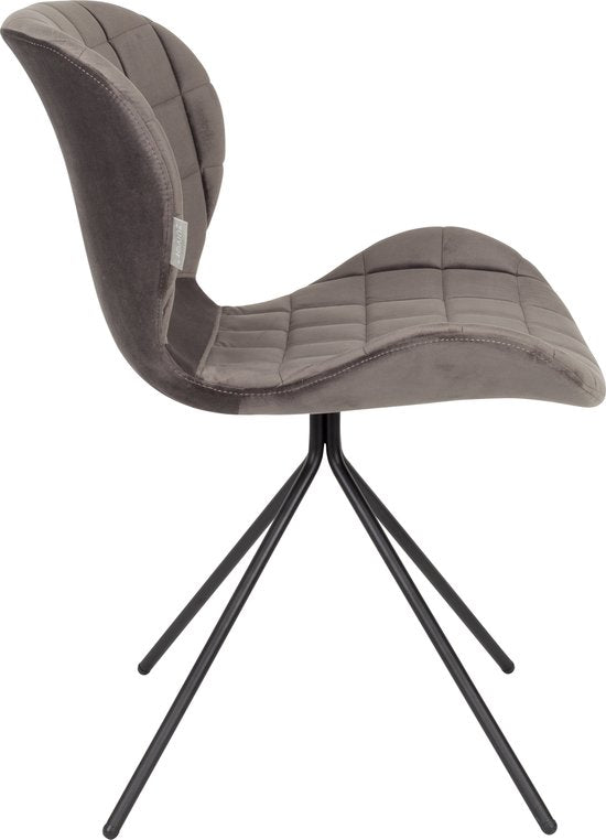Zuiver OMG Velvet Esszimmerstühle Grau – 2er-Set
