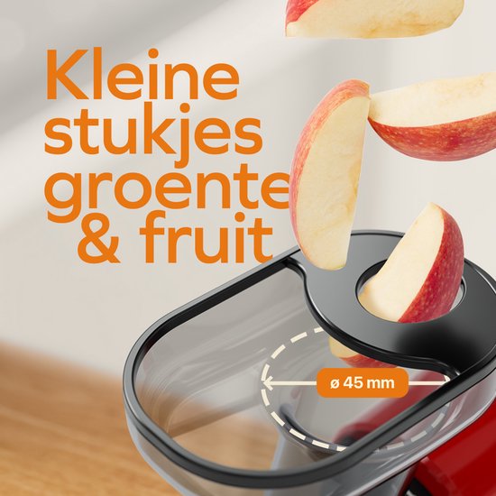 KitchenBrothers Slowjuicer - Kompakt - Entsafter - Gemüse- und Obstpresse - 45 mm - 500 ml - Rot