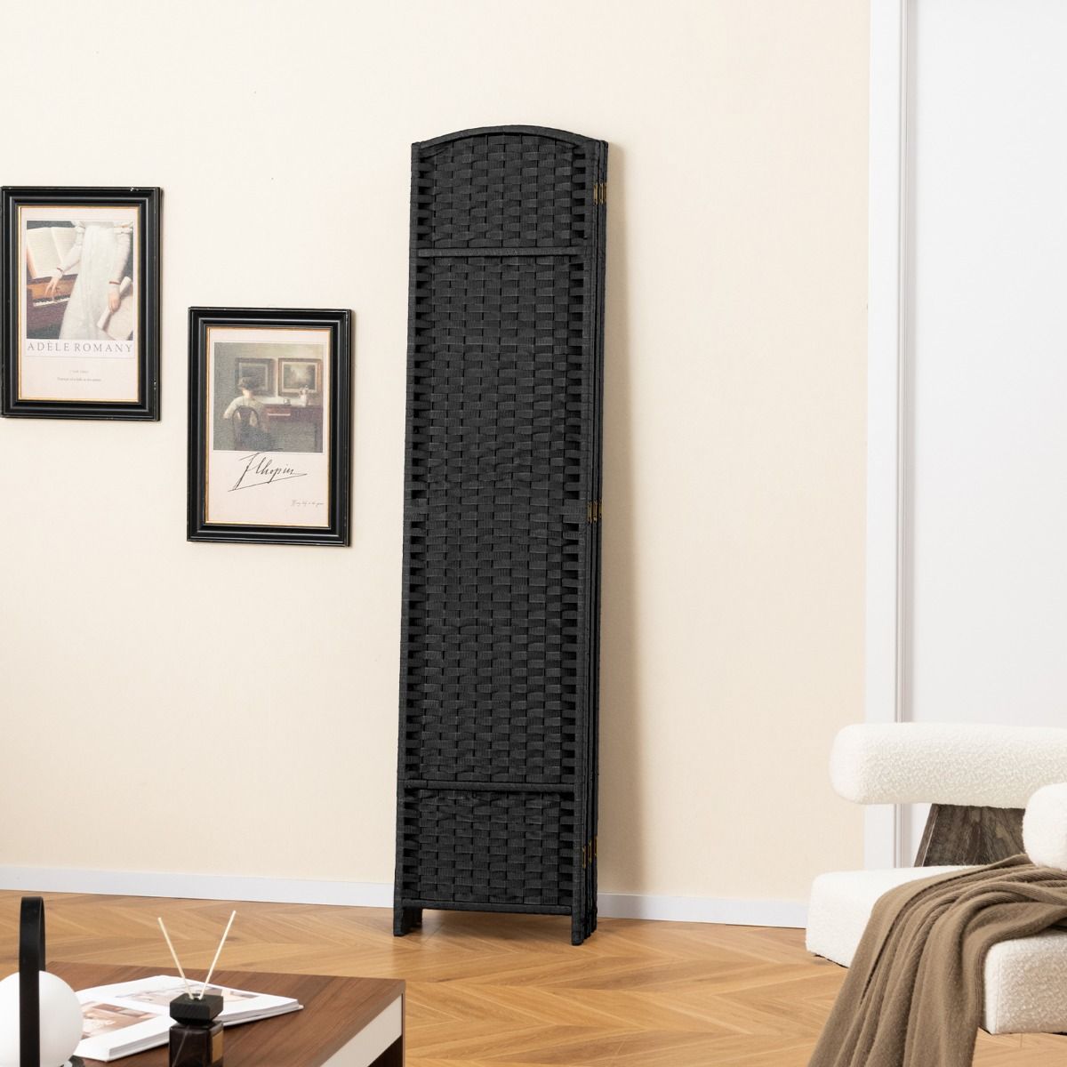 Coast Chamber Screen - 6-teilig - Massivholzrahmen - 40 x 13 x 170 cm - Schwarz