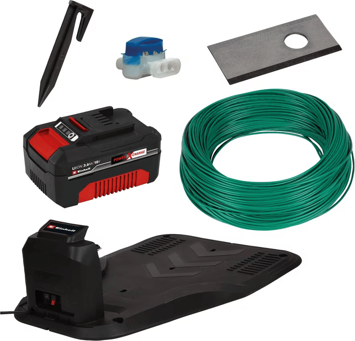 Einhell FREELEXO 550 Mähroboter-Set - Bis zu 550 m² - 20-60 mm - Schwarz/Rot - Inkl. 3,0 Ah Akku & Installations-Set