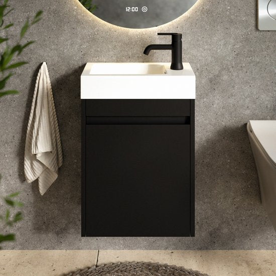 Mirlux WC-Schrank, mattschwarz – Waschbeckenunterschrank – WC-Schrank – WC-Möbel – 40 cm