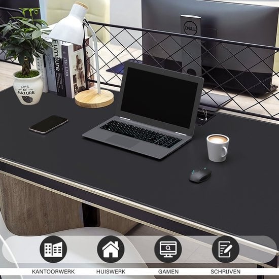WURK Professional Desk Pad Rubber - Schreibtisch-Organizer - Schreibtischzubehör - Mauspad XXL- Inklusive Kabelclip - 120x60 - Schwarz