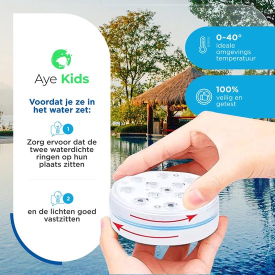 AyeKids Pool Lights - Unterwasserlampe - Jacuzzi - LED - Wasserdicht - Fernbedienung - 16 Farben