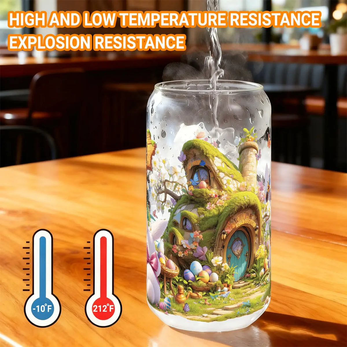 Alphynix Osterbecher mit Deckel und Strohhalm – Märchen-Design – 500 ml – mehrfarbig