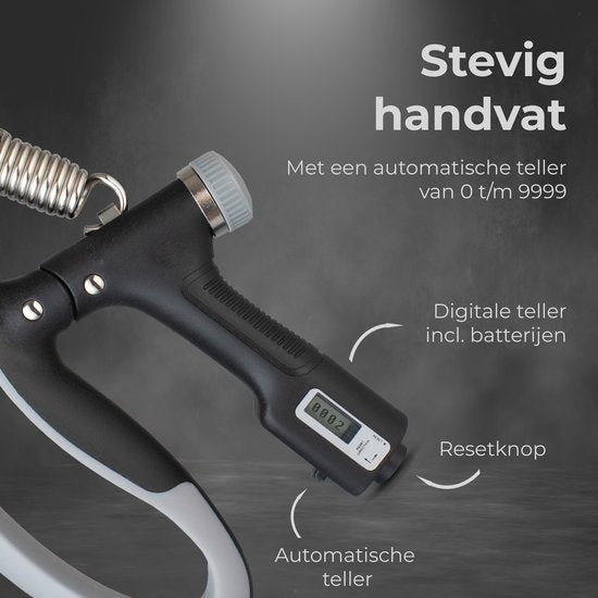 Verstellbarer Handtrainer - 10 bis 100 KG - Digitaler Zähler - Hand Squeeze Fitness - Finger / Unterarm - Grip Trainer - Schwarz