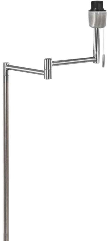 Stehlampe Bella 3879ST in Stahloptik mit grauem Velours-Lampenschirm, ausklappbar, aus Metall und Textil, Höhe 154 cm, Durchmesser des Lampenschirms 30 cm – Mexlite