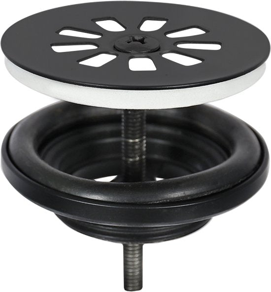 Differnz Helios Brunnenset - Wasserhahn links - Becken Keramik Weiß - Gerade Armatur - Matt Schwarz - Standardgriff - 37,5 x 18,5 x 9,5 cm