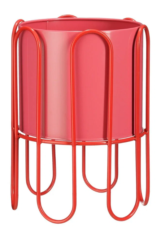 Mica Decorations Dione Blumentopf auf Ständer – Rosa/Rot – H 25 x Ø 23 cm