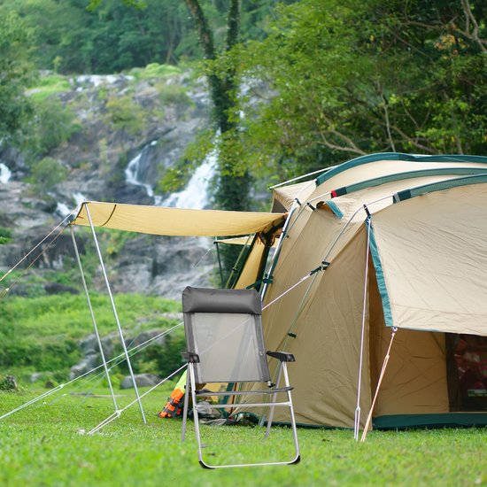 TRVLMORE Campingstuhl - 5 Positionen - Klappbarer Campingstuhl - 110 kg Belastbarkeit - Angelstuhl - Klappstuhl - Grau