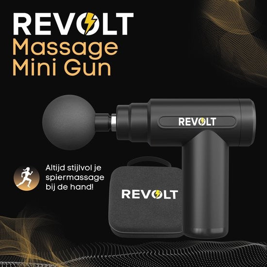 Revolt - Mini-Massagepistole - Inklusive 5 Aufsätze - Inklusive Adapter - 6 Geschwindigkeitsstufen - Muskelerholung & Muskelentspannung