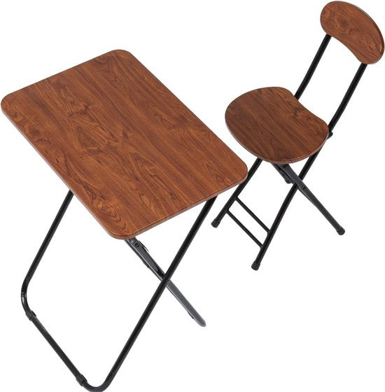 Klapptisch mit Stuhl - Kinderschreibtisch oder Esstisch- Klapptischset -Holzoptik