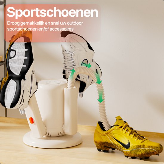 KRAFT Shoe Dryer Pro XL - 2 Paar Schuhe trocknen - UV-Sterilisation - Rosen-Salz Geruchsentferner - Schuh-Erfrischer - 2 Schläuche für lange Schuhe - Schuhtrockner Stiefel
