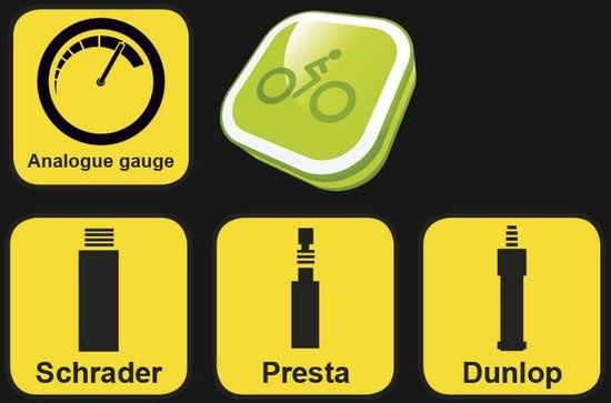 Dunlop Fahrradpumpe mit Manometer - Doppelventil - Holländisches Ventil/ Französisches Ventil/ Auto Ventil