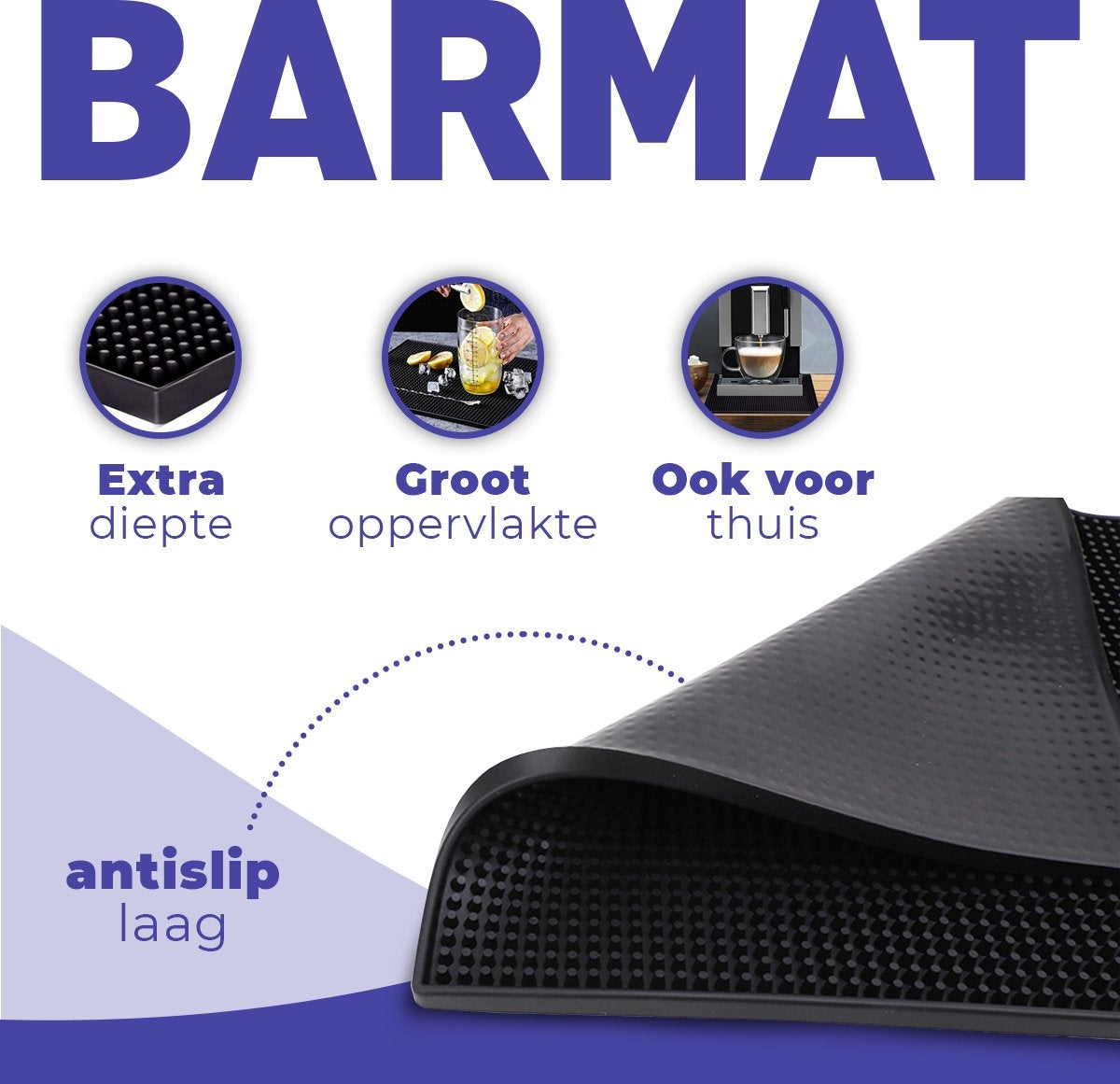 AerendÂ® Multifunktions-Tropfmatte - Gastro-Barmatte - Camper Geschirrspül- & Arbeitsplattenmatte - Schwarzer Gummi-Anti-Rutsch - 30x45 CM