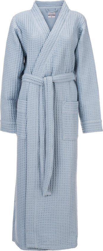 Heckettlane Bademantel Waffel - Morgenmantel für Damen und Herren - XL - Morgenmantel aus Baumwolle - Geeignet für die Sauna - Blau