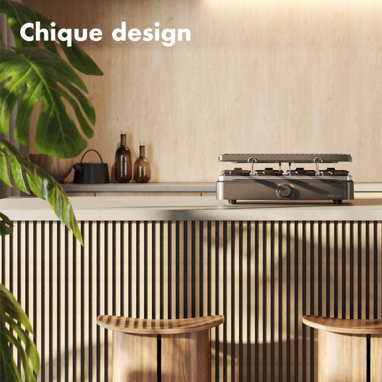 Studio Linea SLGRILL30BK Gourmet-Set - 8 Personen - 1400 W - Gourmet-Pfännchen und Gourmet-Platte mit Antihaftbeschichtung - Raclette