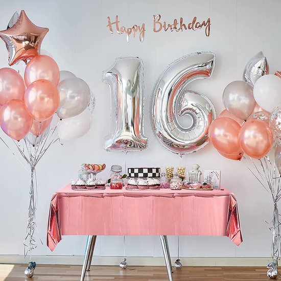 Partizzle 2x Rose Gold Plastic Disposable Tablecloth Set - Geburtstag Hochzeit Sweet 16 Dekorationen - Party Dekorationen - 274 x 137 cm