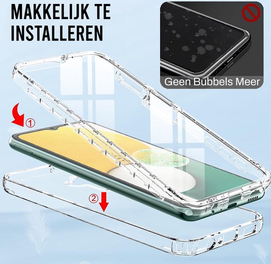 Podec 2-in-1-Hülle mit Displayschutzfolie, passend für das Samsung Galaxy A13 5G, transparente Handyhülle – stoßfeste Schutzhülle