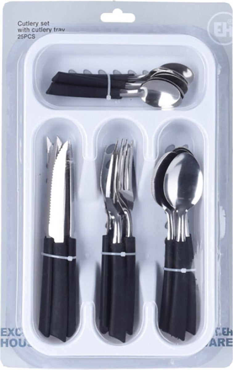 Besteckset mit Besteckeinsatz 25-teilig- Perfekt für Camping