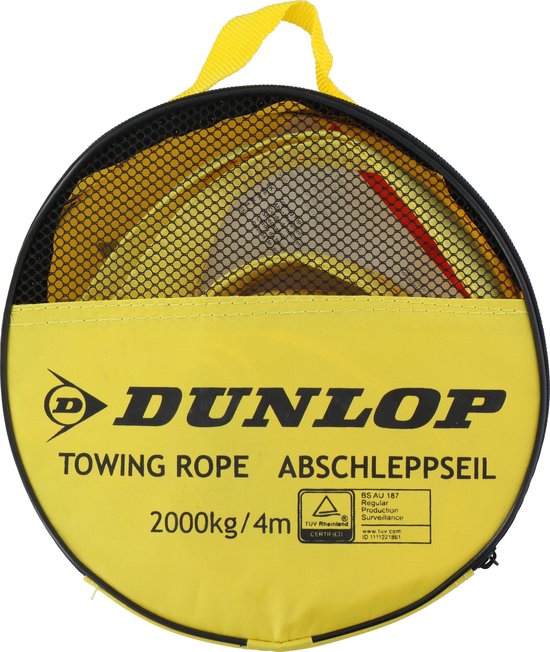Dunlop Abschleppseil - Max 2000 Kg - 4 Meter lang - Rot