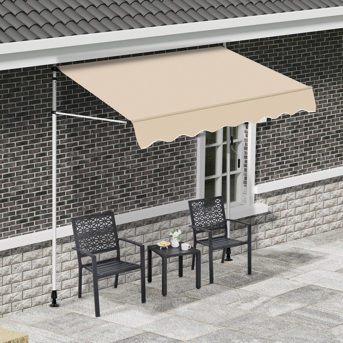 Yaheetech Klemmmarkise 250 × 180 cm – höhenverstellbar, mit Handkurbel, beige