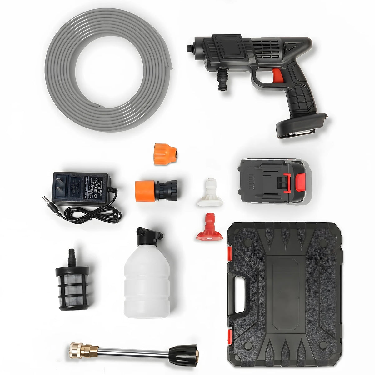 Kabelloser Hochdruckreiniger – 1500 W – Lithium-Akku – 5 Meter Wasserschlauch – Für Auto, Terrasse und Garten