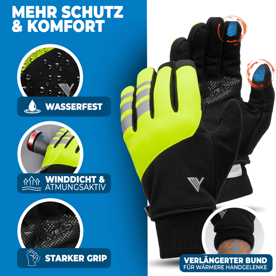 MIVELO THERMO-FIT Winterhandschuhe - Thermofleece & 3M Thinsulate - Gelb - Unisex - Größe M