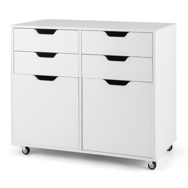 Coast Rollbarer Aktenschrank – 4 Schubladen und 2 Türen – 73 x 40 x 64,5 cm – Weiß