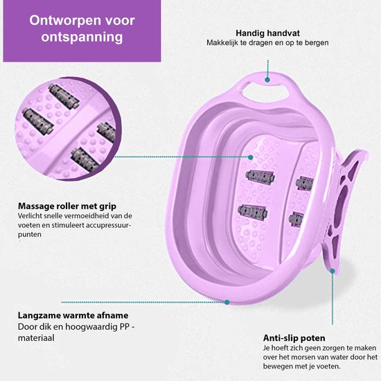 Noswo Fußbad - Fußbad zusammenklappbar - Fußbad mit Massage - Fußmassage - Lila