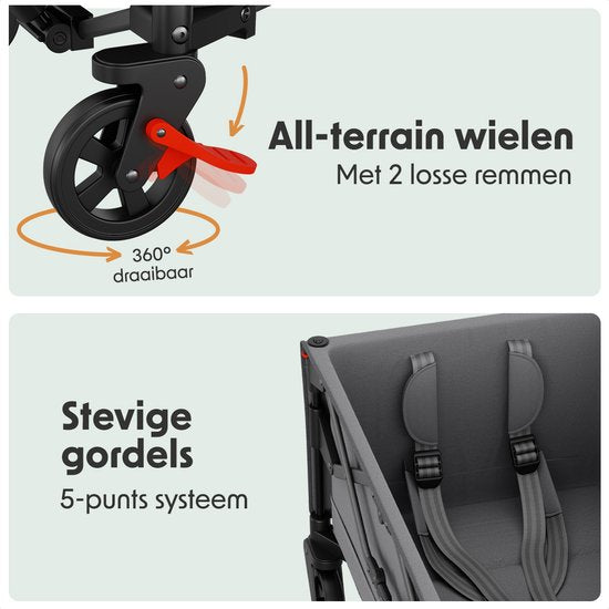 LifeGoods Wagon - faltbar - Kindertransport - mit Dach - 80KG Tragfähigkeit - Strandwagen - schwenkbare Räder - grau