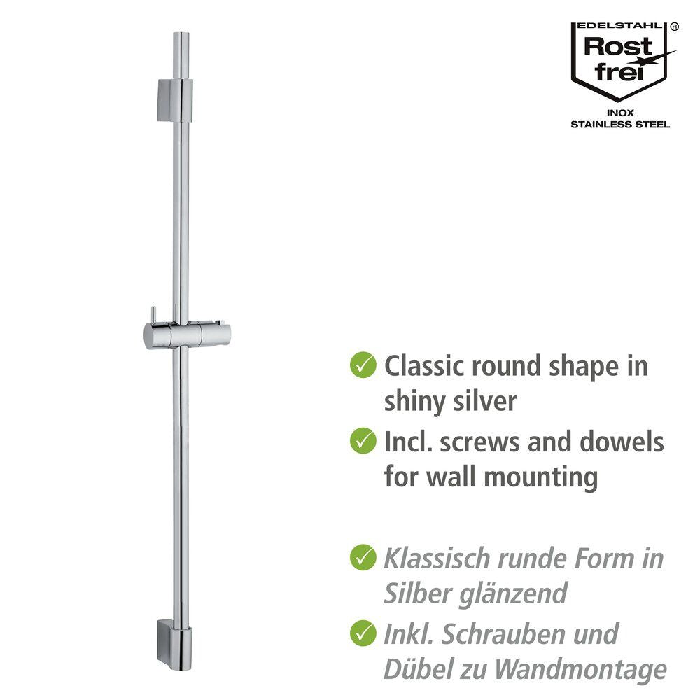 Glänzende, silberfarbene Duschstange aus Edelstahl für Handbrause, 90 cm, Classic – Wenko