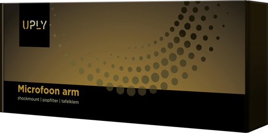UPLY Mikrofonarm - Inklusive Pop-Filter und Shockmount - Ohne Mikrofon - Boom Arm - Mikrofonständer - Stativ - Faltbar - 360 Grad - Schwarz