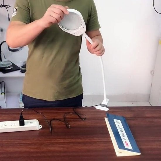 Lupe - Lupe mit LED-Licht - Für Kinder/Erwachsene/Senioren/Lesen/Zeichnen/Hobby mit Tischklemme - Lupe mit Beleuchtung Earkings White