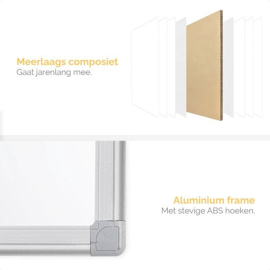 Goliving Whiteboard mit Markern - 60 x 90 cm - Magnettafel - Wochenplaner - Tafel - Emaille-Magnettafel