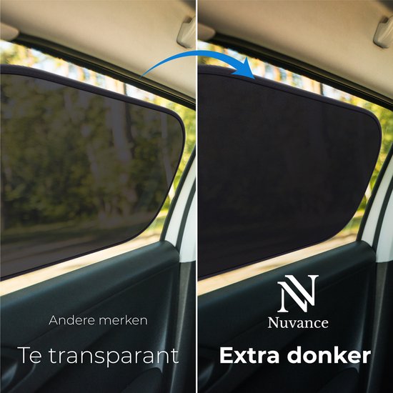 Nuvance - Sonnenschutz Auto Baby - 2 Stück - mit UV-Schutz für Baby und Kind - Sonnenschutz Seitenfenster - Selbstklebend - Einheitsgröße - Schwarz