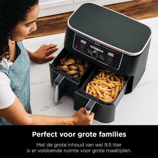 Ninja Doppel-Heißluftfritteuse XXL – 9,5 Liter – Modell 2020 – Dual-Zone-Technologie – AF400EU