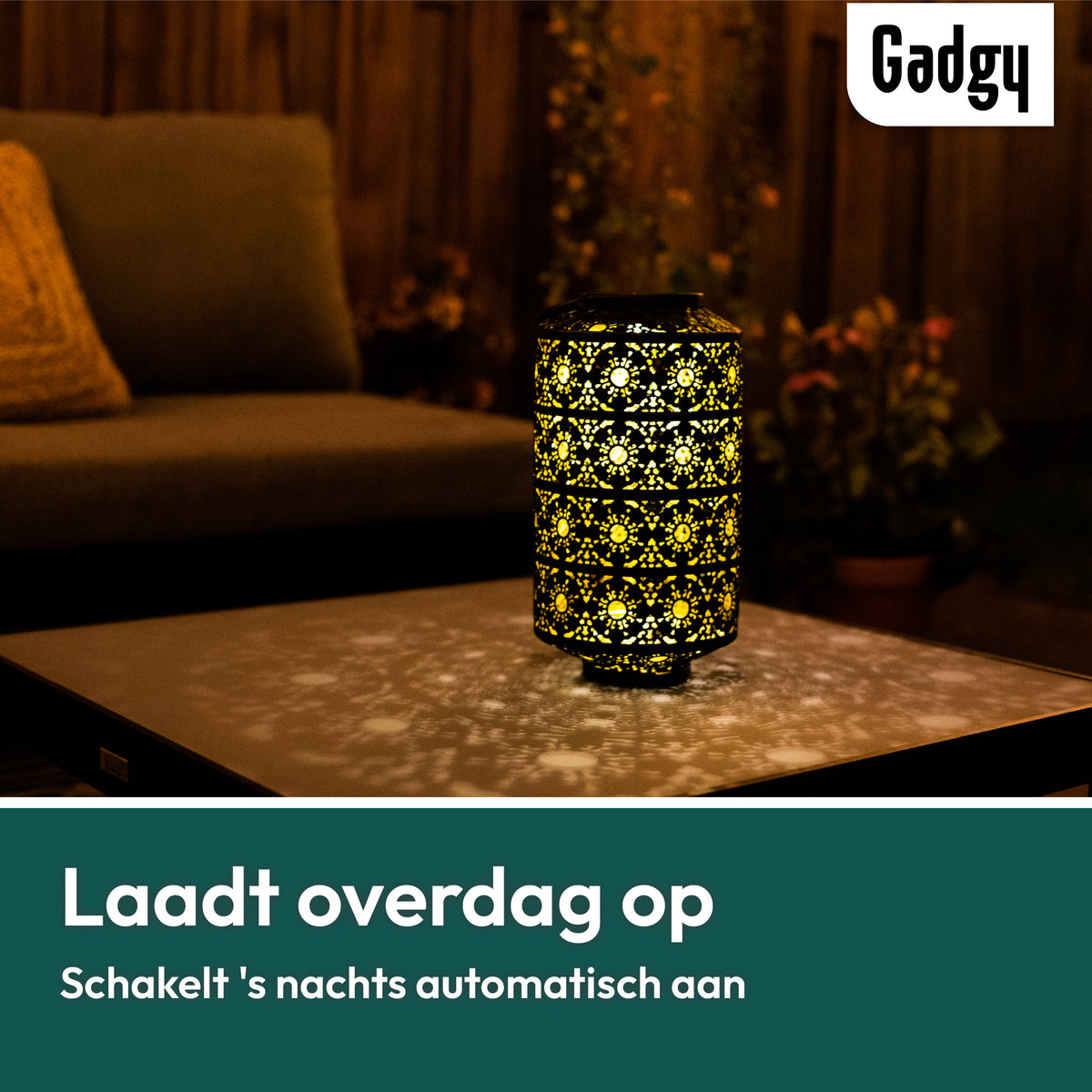 Gadgy Solar Gartenleuchte Tischlampe Maya XL - Garten Außenlampe Terrasse & Balkon - Solar Gartenleuchte - Solar Gartenleuchte - Solarlampe Led Outdoor - Laterne Windlicht Hängend - Gartenleuchten - Bronze / Gold