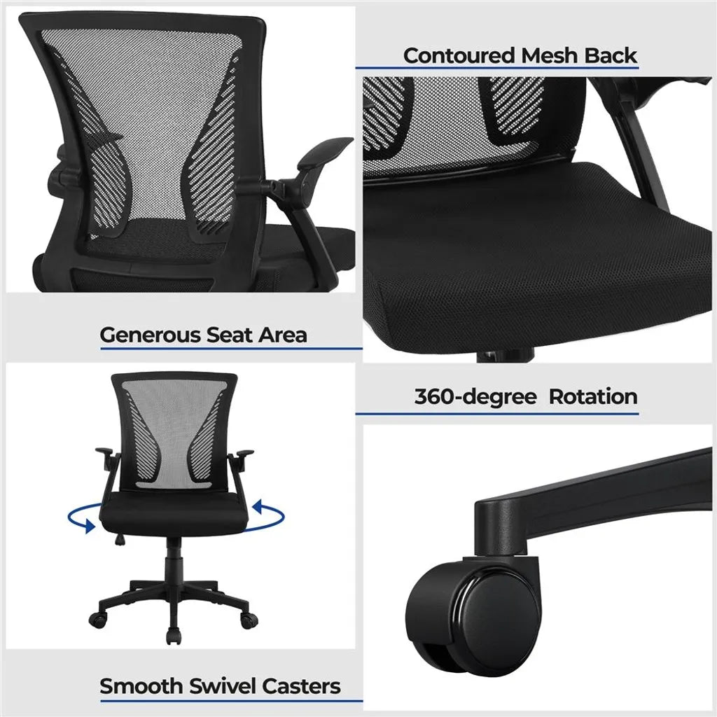 Yaheetech Ergonomischer Bürostuhl mit verstellbaren Armlehnen, bis zu 136 kg, schwarz