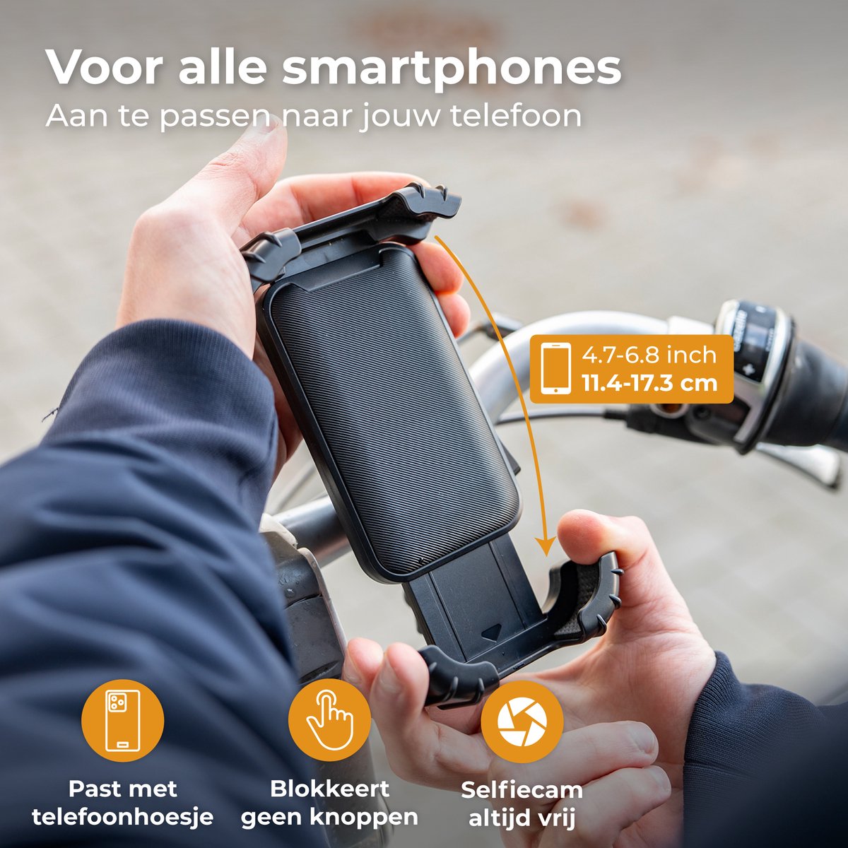 Nuvance Handyhalterung für das Fahrrad – um 360° drehbar – für 4,7–6,8 Zoll – Schwarz