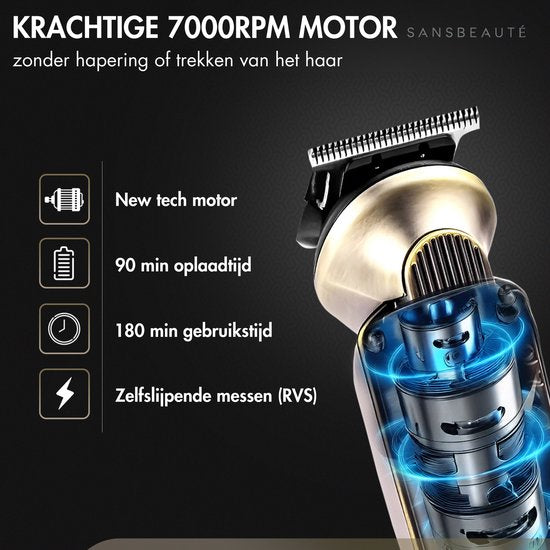 9-in-1 Bartschneider Herren - Sansbeauté® Trimmer für Bart und Körper - Inkl. 9 Aufsätze - Bodygroomer Herren - Body Trimmer Herren - Haartrimmer - Clippers - 0.5-15MM - Nase und Ohren - Trimmer - Bartmaschine - Multigroomer