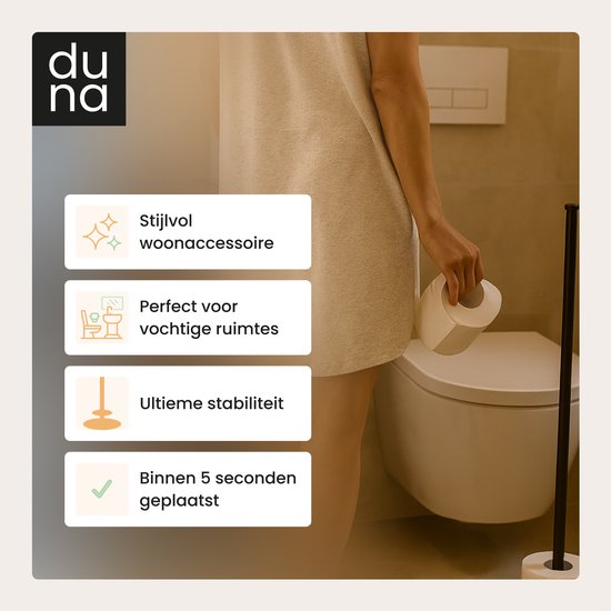 Duna Ersatzpapierhalter – Toilettenpapierhalter – Freistehend – Ohne Bohren – Schwarz