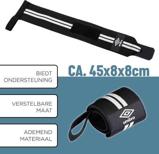 Umbro - Armbänder - 2 Stück - Handgelenkschützer - Krafttraining und Fitness - Weiß/Schwarz